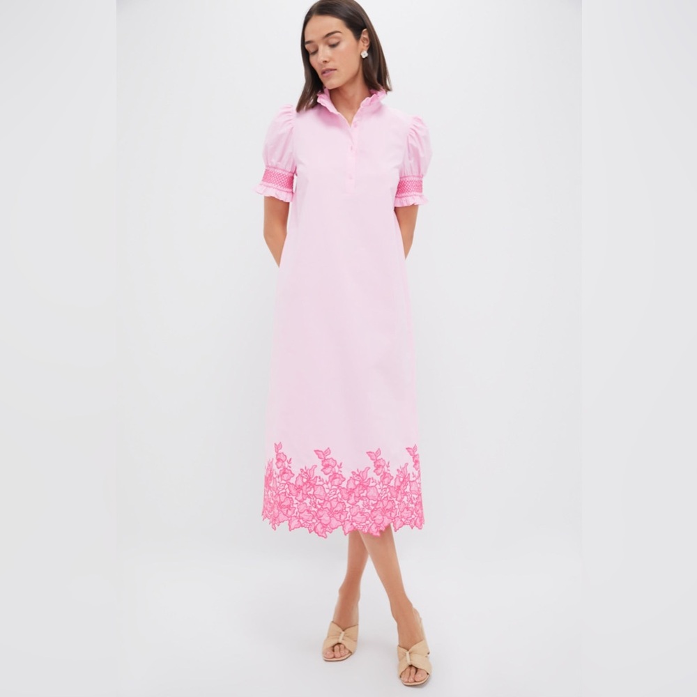 NWOT Tuckernuck | Hyacinth House Pink Embroidery Eliza Midi Dress Size Medium